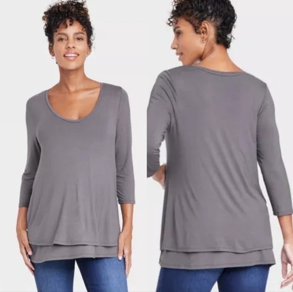 ISABEL MATERNITY BY INGRID Nursing Friendly 3/4 Sleeve Gray Womens Size M - Picture 2 of 8